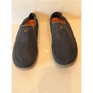 OluKai Nohea Mesh Men's Slip On Loafers Shoes Dark Gray Comfort Casual Size 10 M